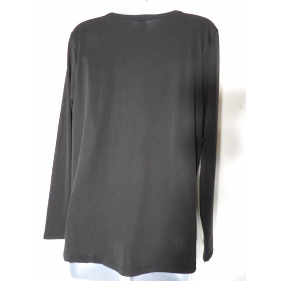 Allison Joy Top Shirt Sz Medium Slinky Soft Black Layers V Neck Staple Basic - Picture 4 of 9